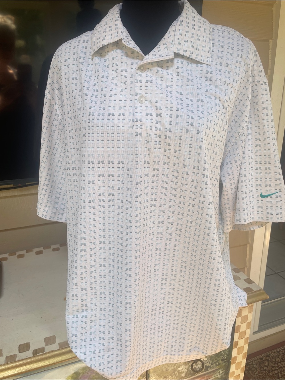 Nike Golf Polo with Light Blue Micro Pattern